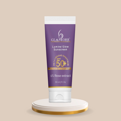 Lumine Glow Sunscreen SPF 50+++ | Broad Spectrum UV Protection with Rose Extract | Lightweight, Non-Greasy, Hydrating Sunscreen (50ml)