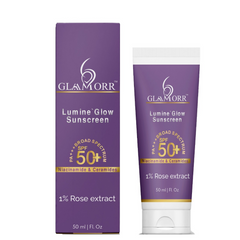 Lumine Glow Sunscreen SPF 50+++ | Broad Spectrum UV Protection with Rose Extract | Lightweight, Non-Greasy, Hydrating Sunscreen (50ml)