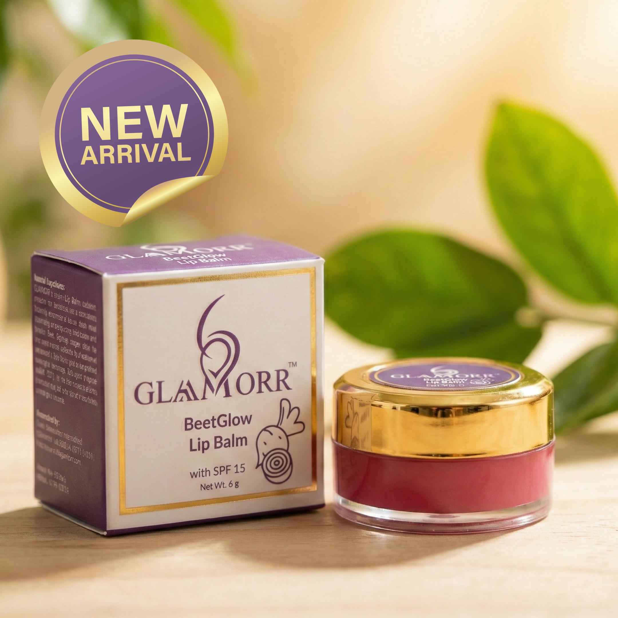 Glamorr BeetGlow Lip Balm with SPF 15 | Deep Moisturizing & Daily Lip Protection (6 g)