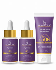 Glaamorr 2 × 5% Niacinamide Brightening Serum (30 ml) + 1 × Lumine Glow Sunscreen SPF 50+ PA+++ (50 ml)