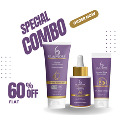 Glaamorr Complete Glow Skincare Combo (3-in-1)  Gentle Foaming Cleanser (100ml), Lumine Glow Sunscreen SPF 50+++ (50ml) , Brightening Serum (30ml)