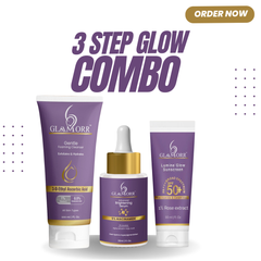 Glaamorr Complete Glow Skincare Combo (3-in-1)  Gentle Foaming Cleanser (100ml), Lumine Glow Sunscreen SPF 50+++ (50ml) , Brightening Serum (30ml)