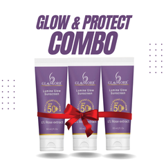 Lumine Glow SPF 50 PA+++ Sunscreen – Pack of 3 | Ultra-Light, Non-Greasy, Rose-Infused UV Protection (50ml x 3)
