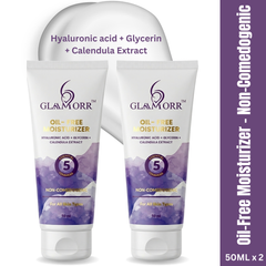 Glamorr Oil-Free Moisturizer for Oily & Acne-Prone Skin combo | With Hyaluronic Acid, 5 Essential Ceramides & Calendula (50 ml) - pack of 2