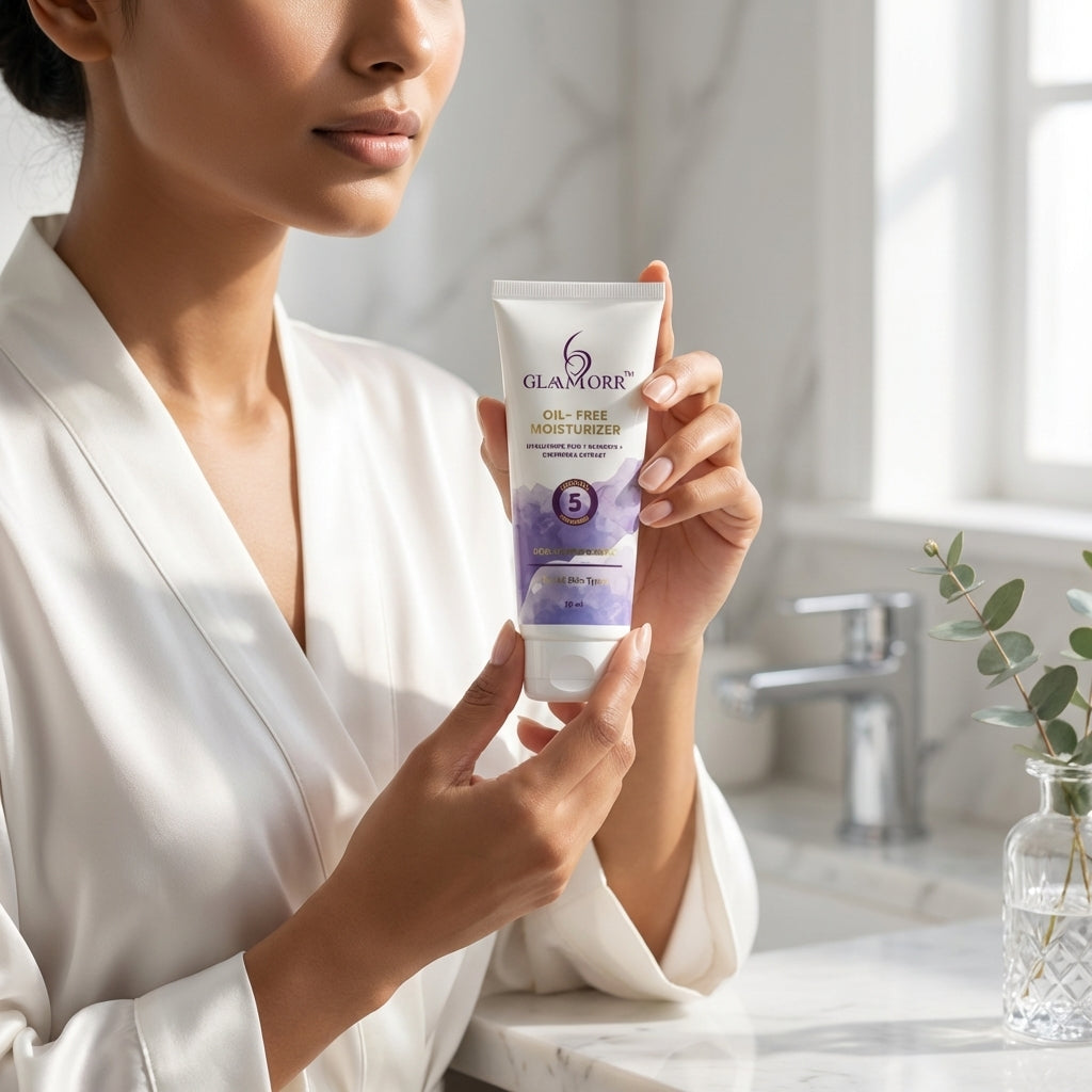 Glamorr Oil-Free Moisturizer for Oily & Acne-Prone Skin | With Hyaluronic Acid, 5 Essential Ceramides & Calendula (50 ml)