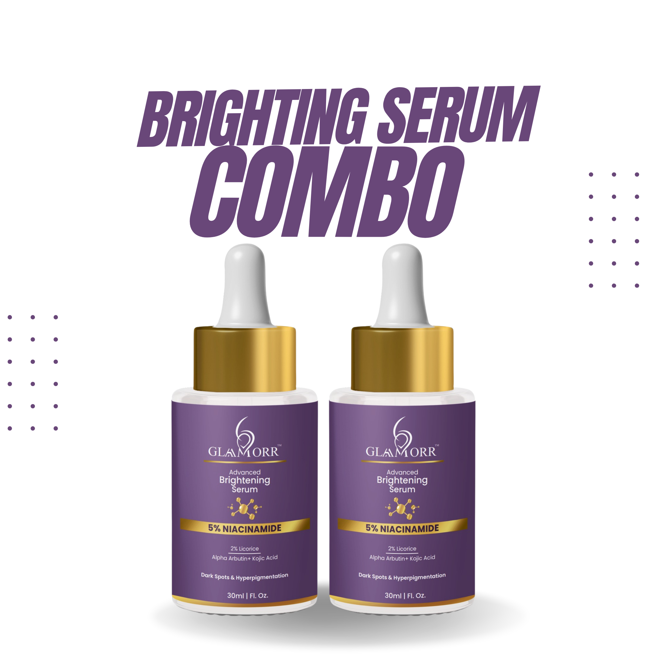 Brightening Serum with 5% Niacinamide | Dark Spot Corrector, Oil Control & Even Skin Tone | For Men & Women (30ml) - PACK OF 2